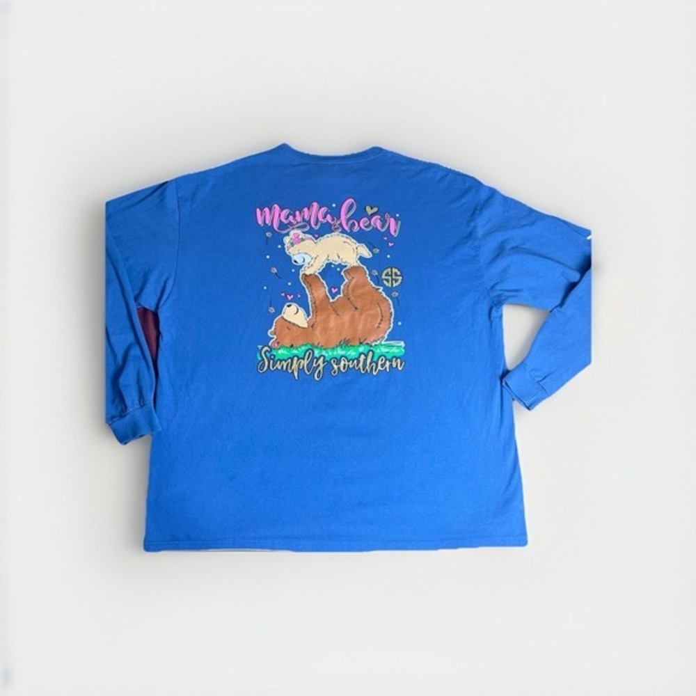 Simply Southern T Shirt Womens Large Blue Mama‎ Bear Baby Bear Graphic